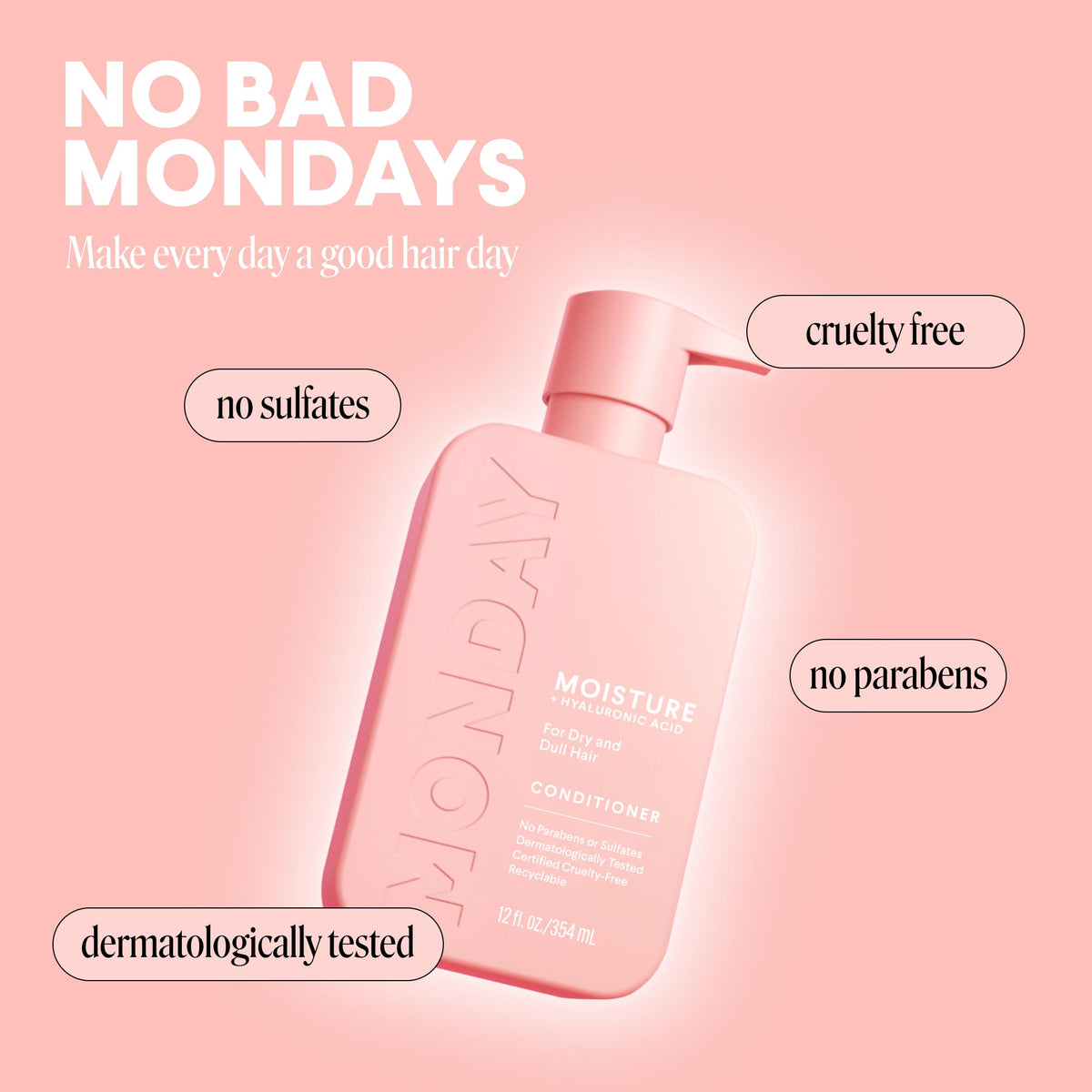MONDAY HAIRCARE in-bath use showing how it smooths and detangles hair