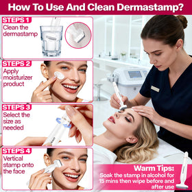 MONESAO derma stamp being tapped on scalp to illustrate targeted topical absorption benefit
