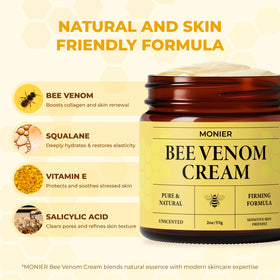 MONIER bee venom cream texture close-up highlighting smooth hydrating formula