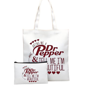 MONNYCAR front view showing Dr Pepper print and durable canvas benefit