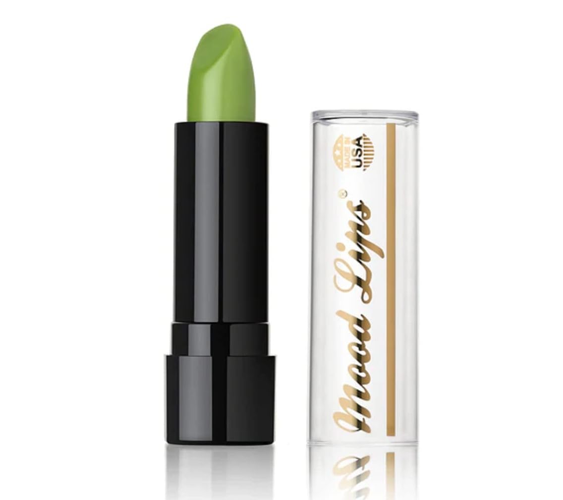 Mood Lips front packaging showing brand and green shade benefits hydrating color