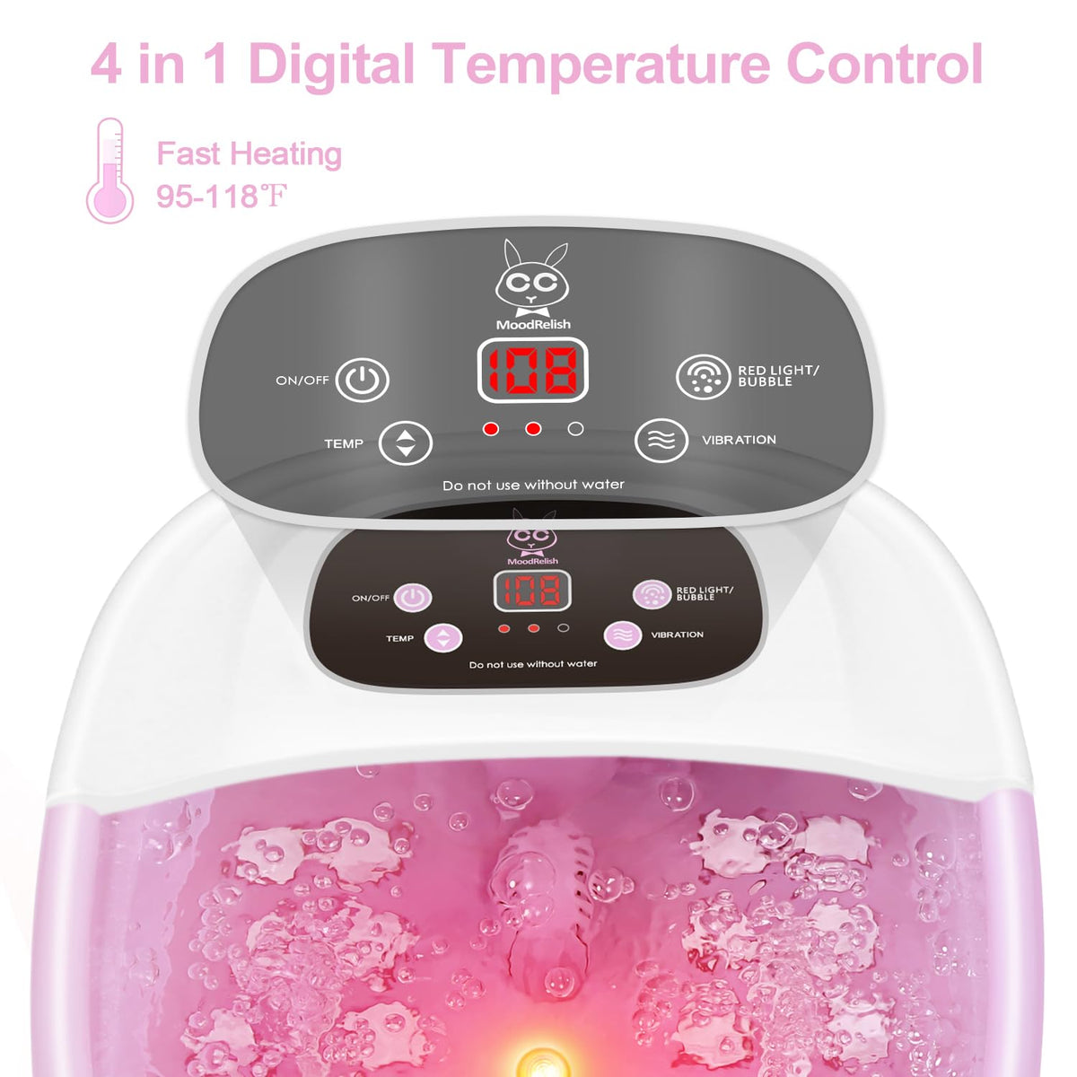 MoodRelish control panel close-up with temperature and mode indicators