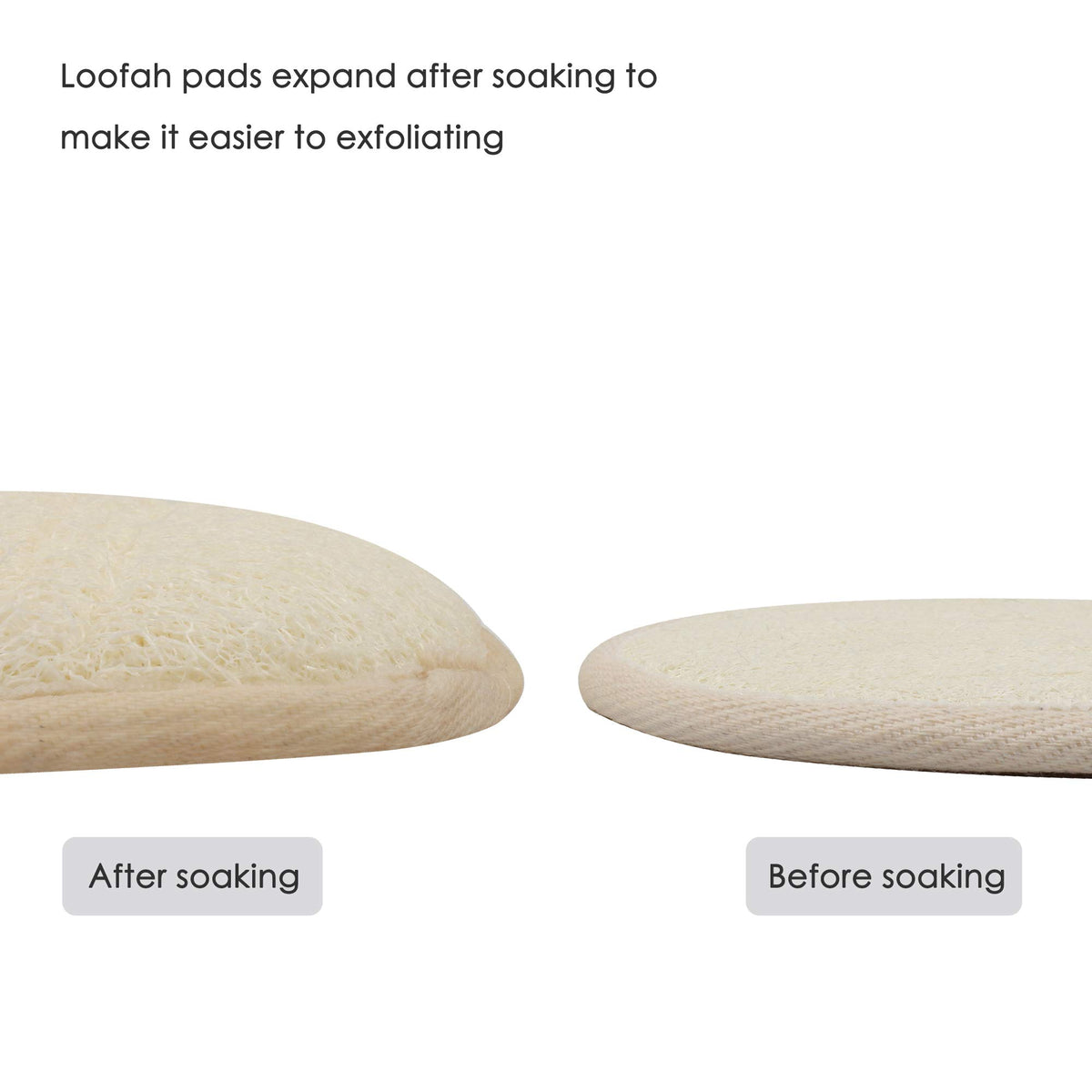 Mooerca loofah pad in shower setting showing practical in-bath use and quick drying