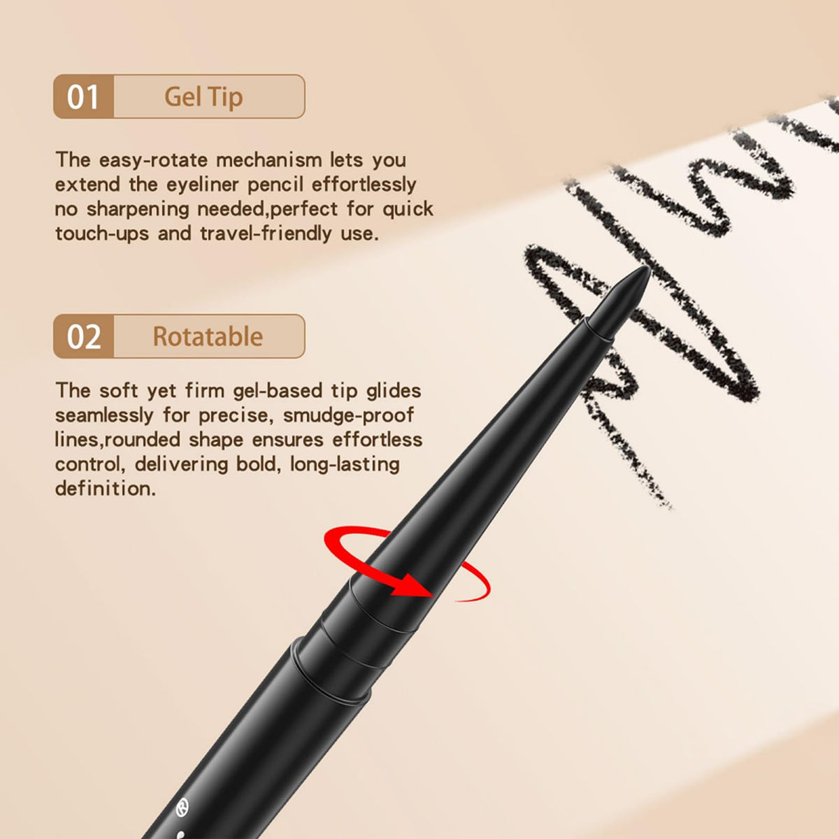 MooGlamor pencil retracted detail protecting tip for travel convenience