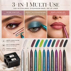 MooGlamor pencils held in hand showing scale and travel-friendly size benefit portability