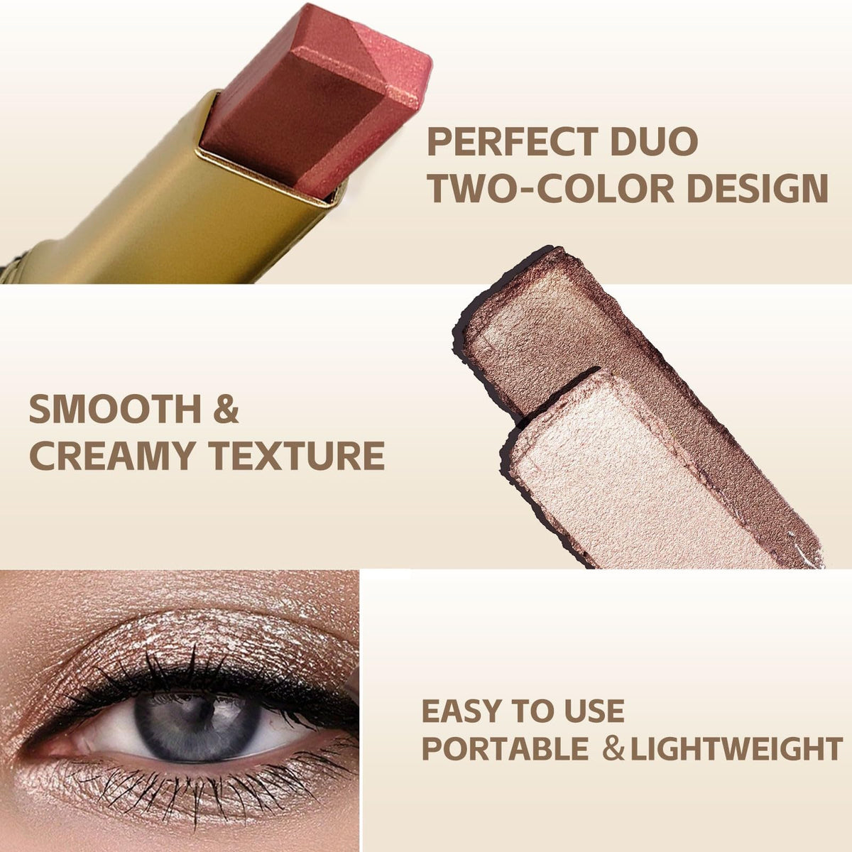 MooGlamor stick being applied on eyelid for quick blending