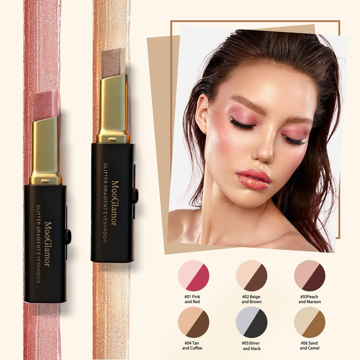 MooGlamor texture swatched on skin for smooth shimmer payoff
