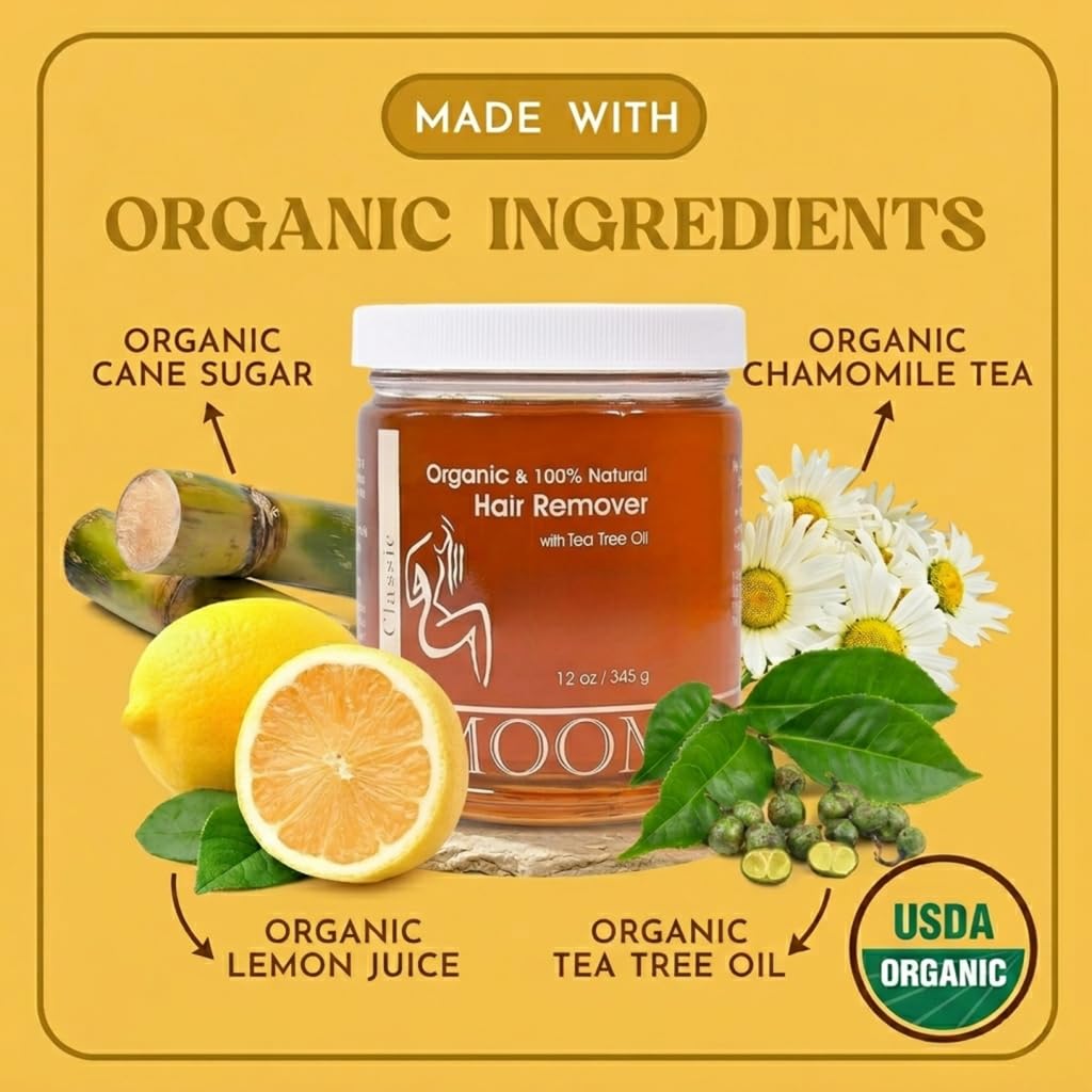 MOOM ingredient label highlighting organic cane sugar and soothing chamomile