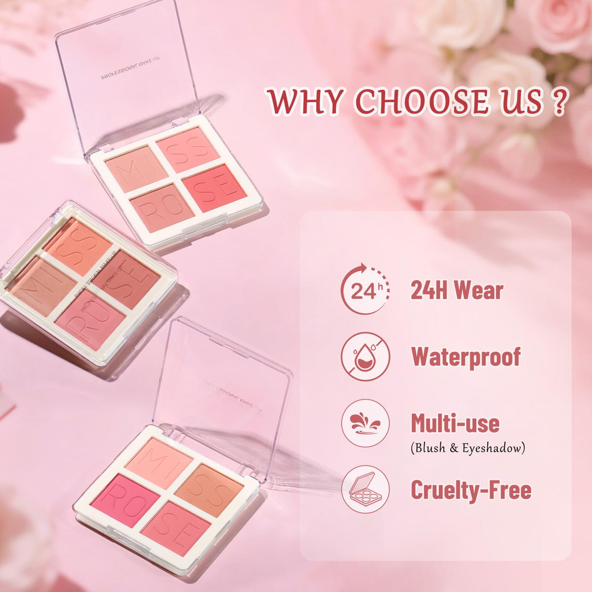 MOOMARTO open palette with four matte shades demonstrating color variety benefit