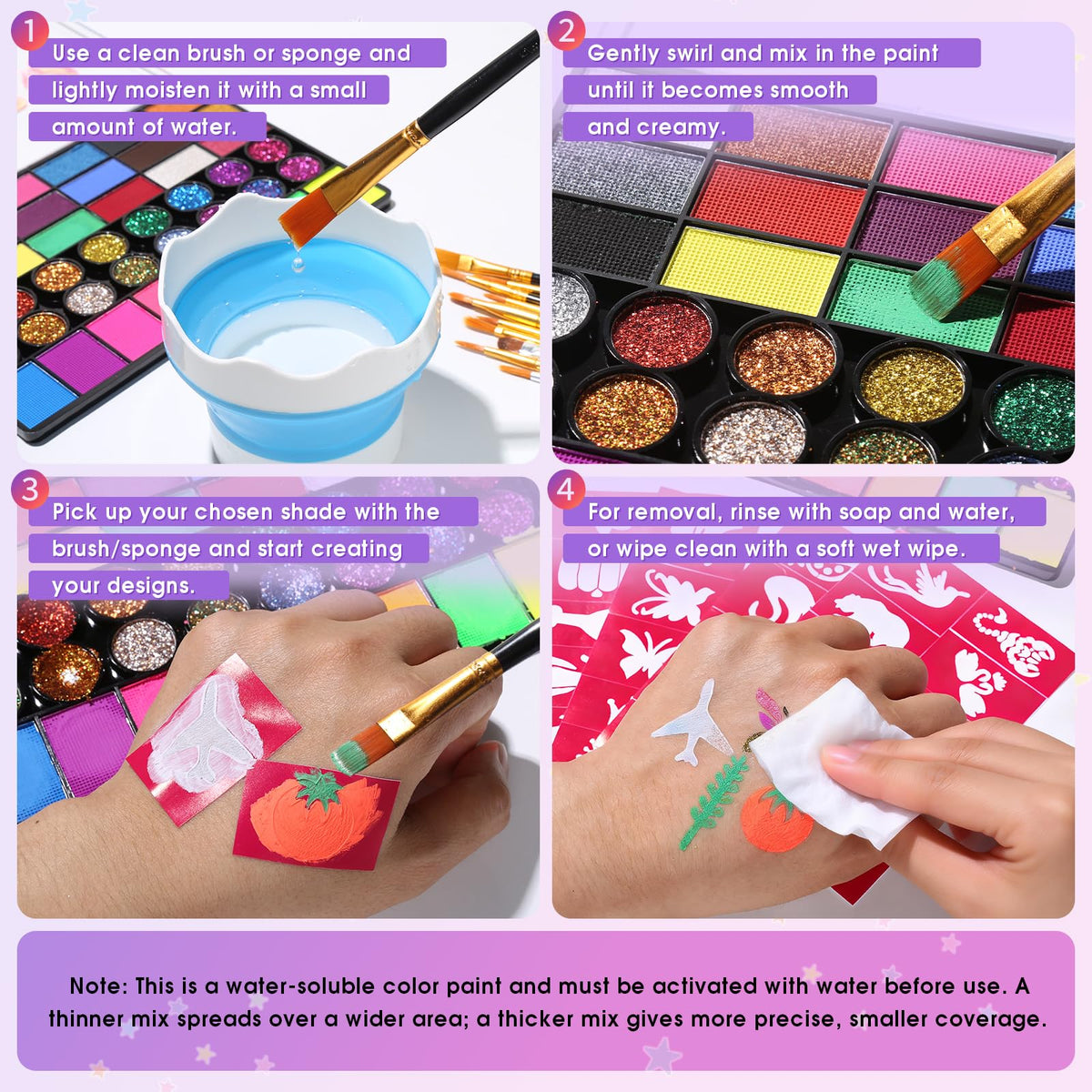 MOOMARTO reusable stencils and gem stickers detail to add consistent shapes and sparkle