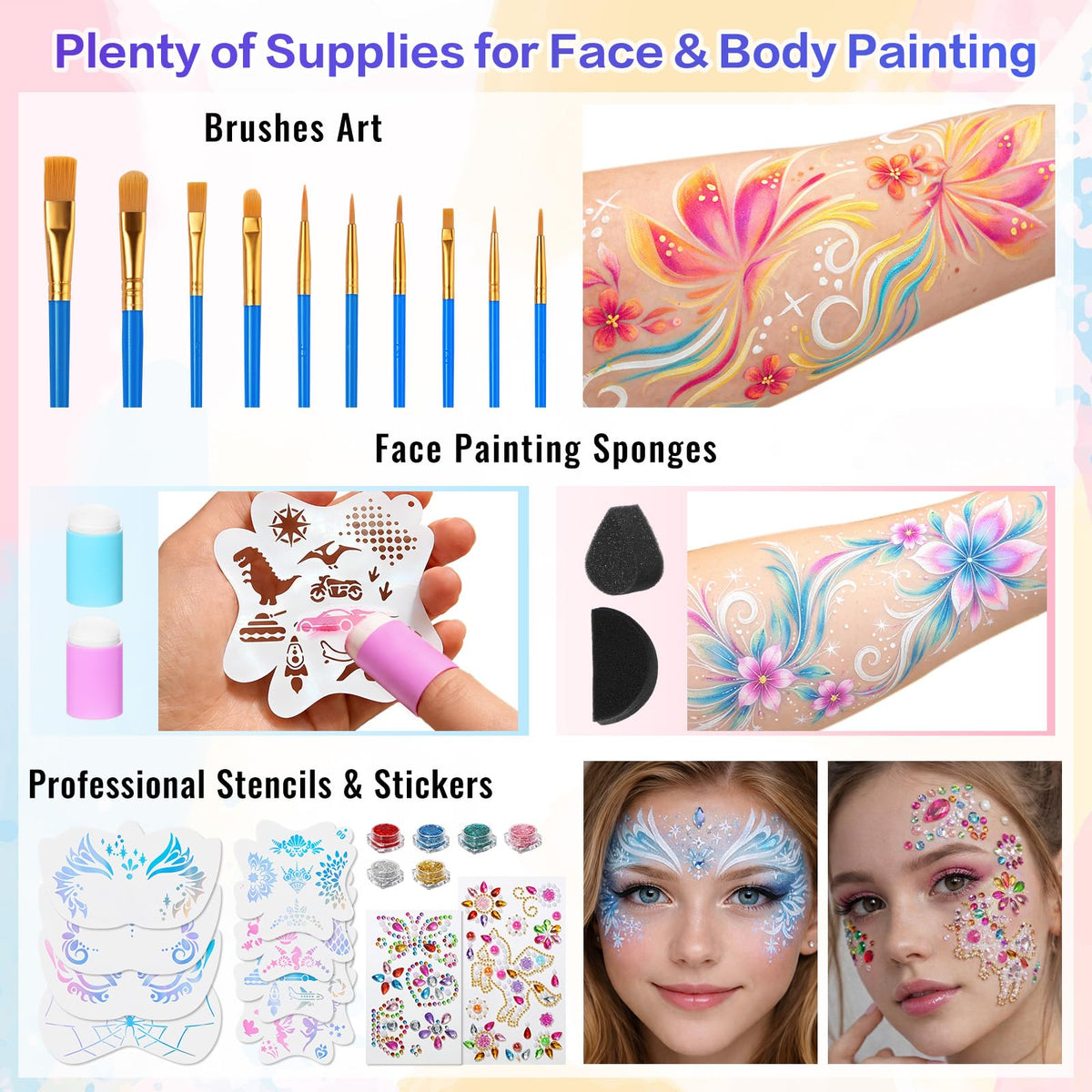 MOOMARTO stencils with gems arranged to illustrate quick design use