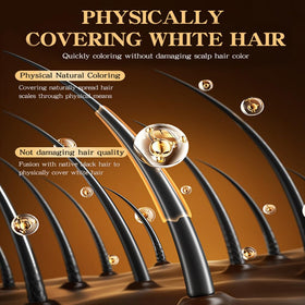 MOONGAZE being applied along a hair part to quickly conceal gray strands with natural finish