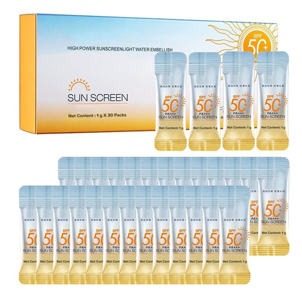 MOONGAZE front packaging showing 30 travel sunscreen packets and convenience