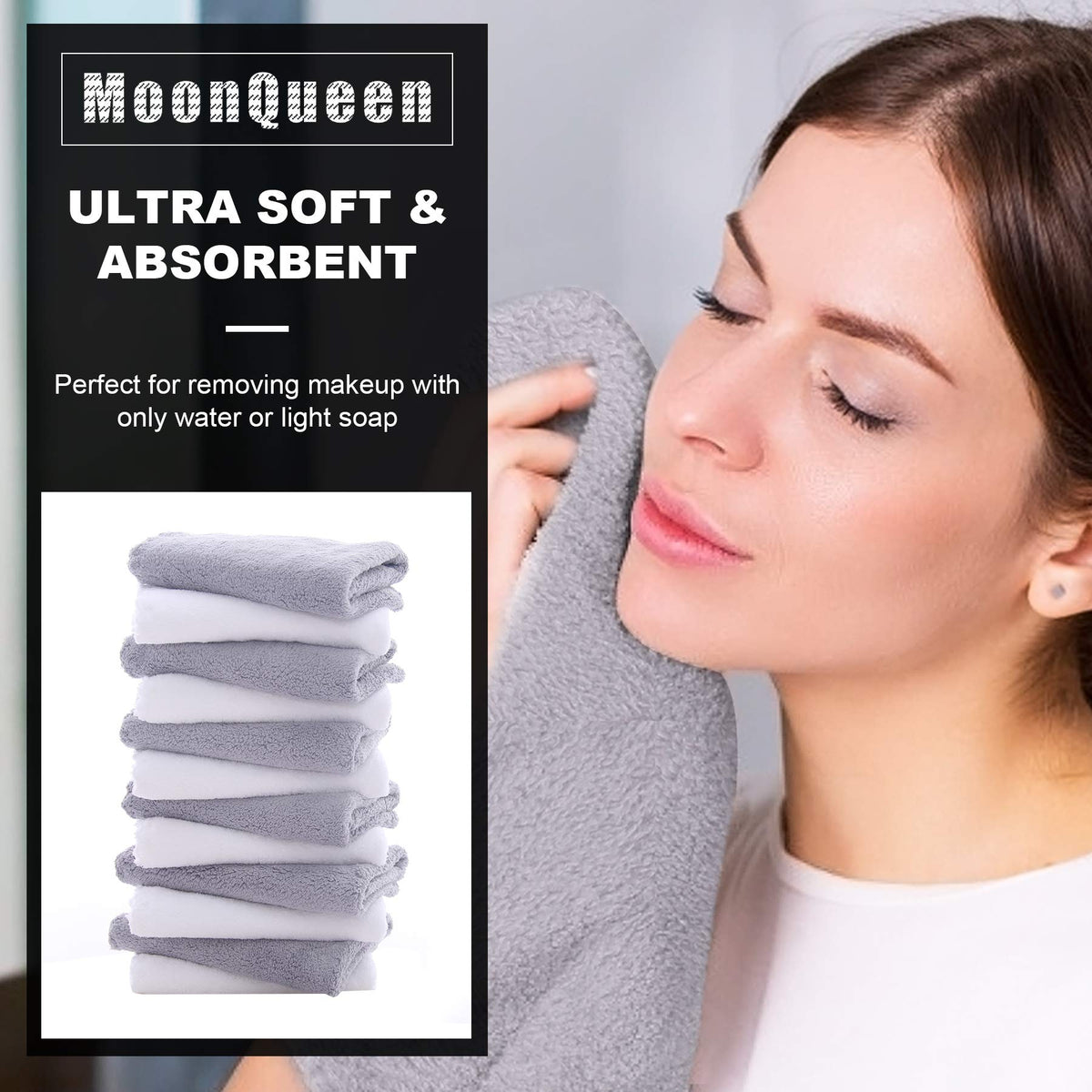 MOONQUEEN close-up of microfiber texture demonstrating gentle exfoliation benefit