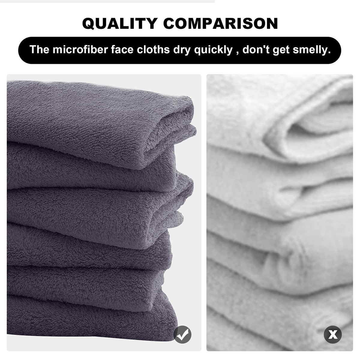 MOONQUEEN stacked cloths showing stitched edges and durable finish