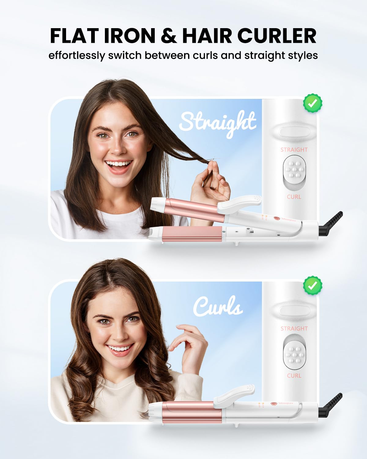 Mooqlizz European plug and swivel cord detail for worldwide use