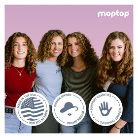 Side-by-side before and after curls using MopTop custard showing defined, softer curls