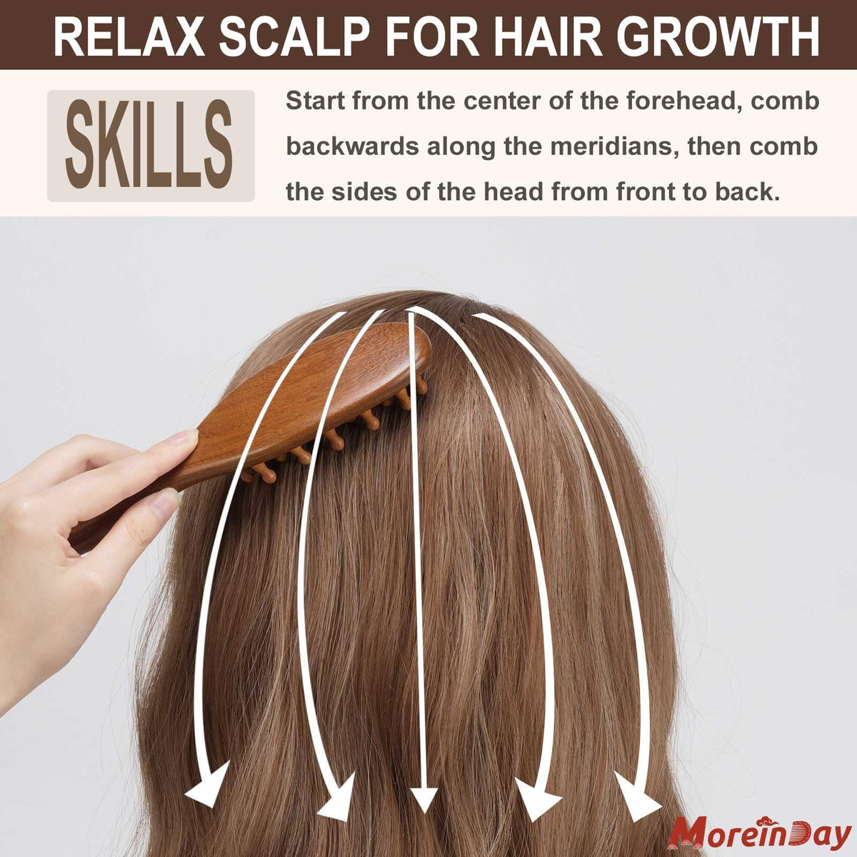 Moreinday comb in use on dreadlocks demonstrating smooth detangling benefit