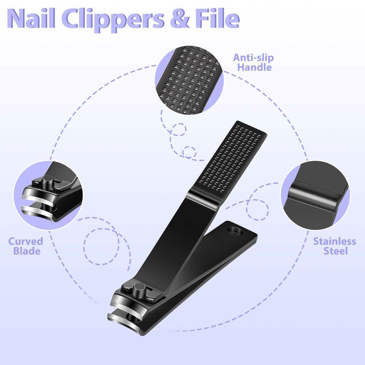 MORGLES clipper blade detail highlighting sharp, contoured edges for smooth nail cuts