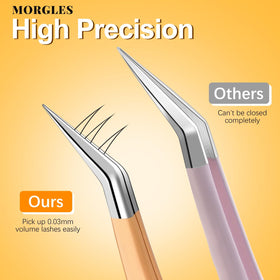 MORGLES close-up of pointed tweezer tip delivering precise isolation control benefit