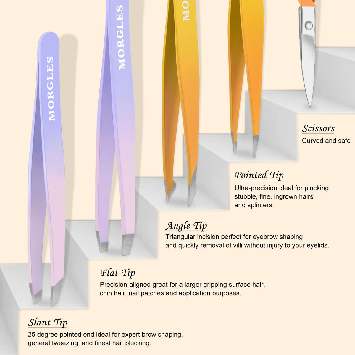 MORGLES close-up of tweezer tips showing precise alignment for secure hair removal