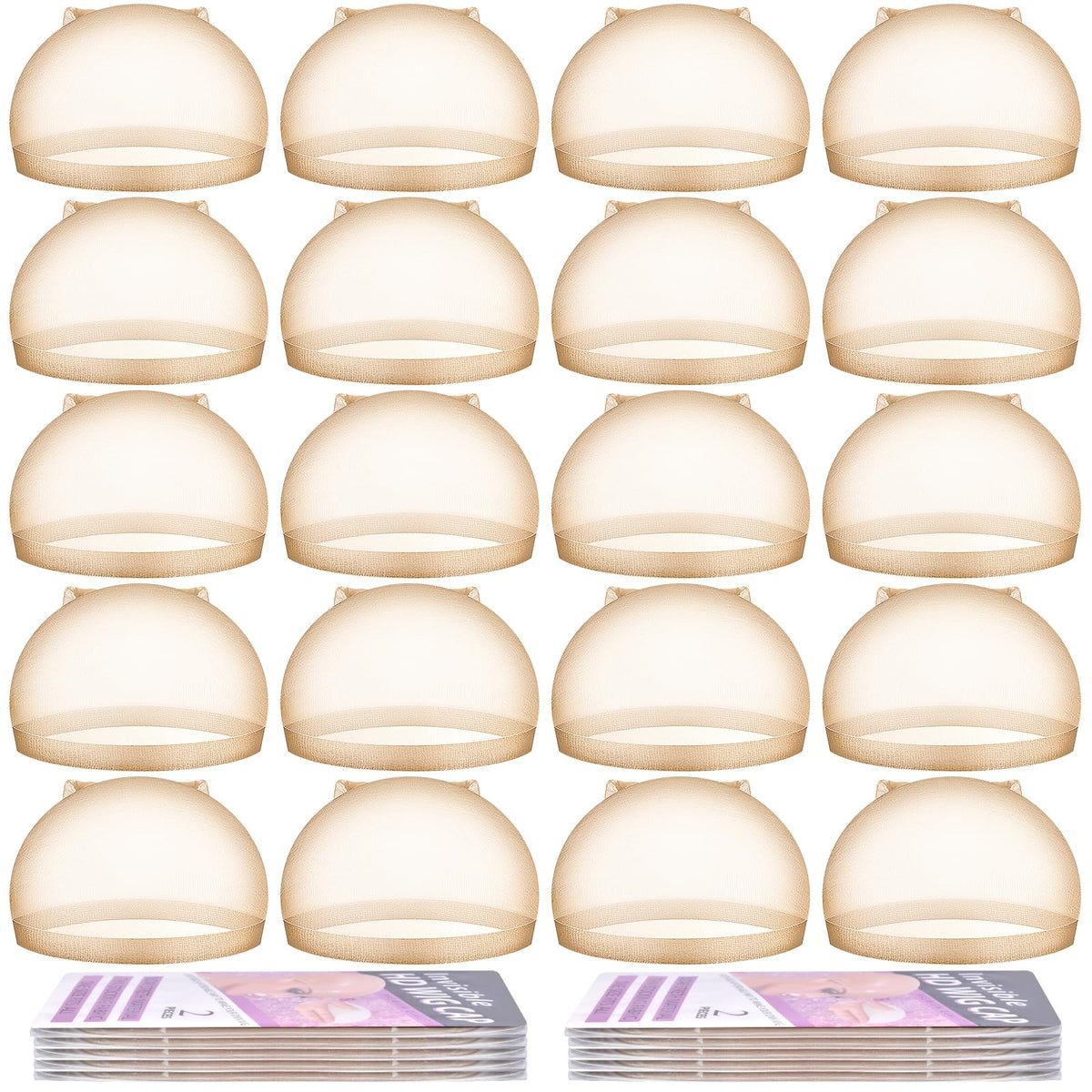 MORGLES front packaging showing 20-piece wig cap set and easy storage benefit