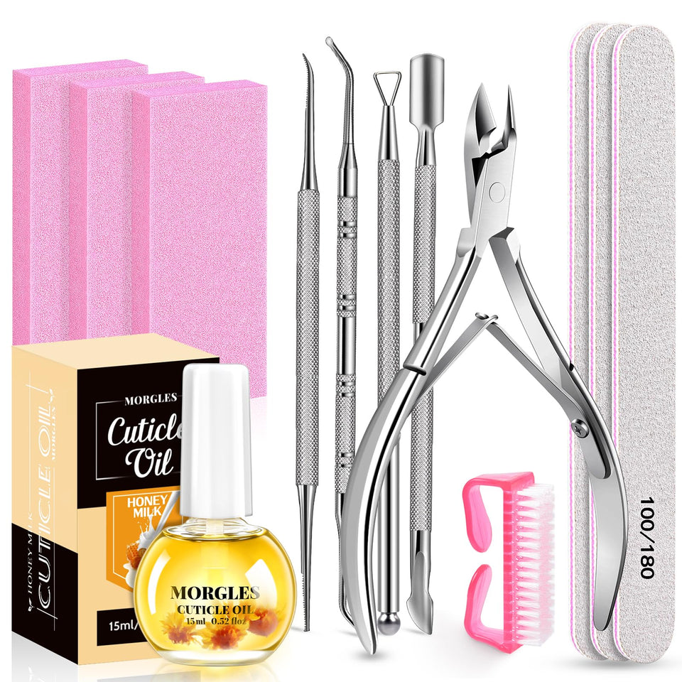 MORGLES front packaging showing full 13-piece manicure kit for easy identification