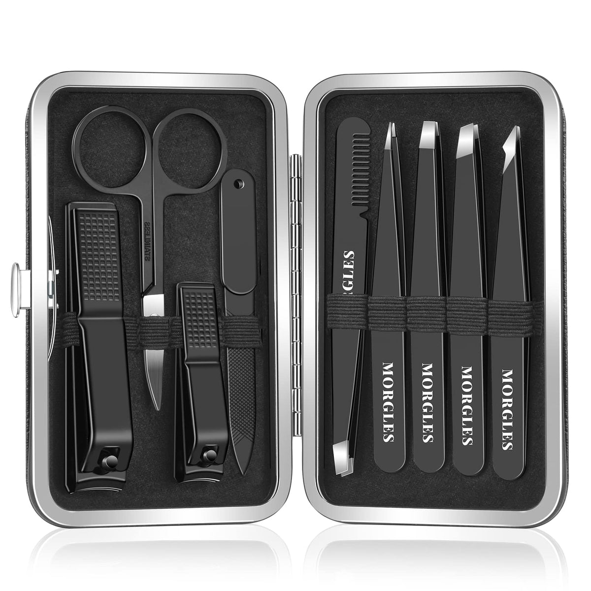 MORGLES leather case closed showing compact travel benefit