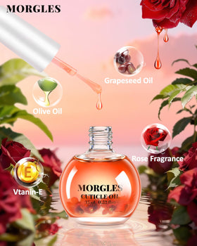 MORGLES rose-scented cuticle oil bottle for moisturizing and softening cuticles