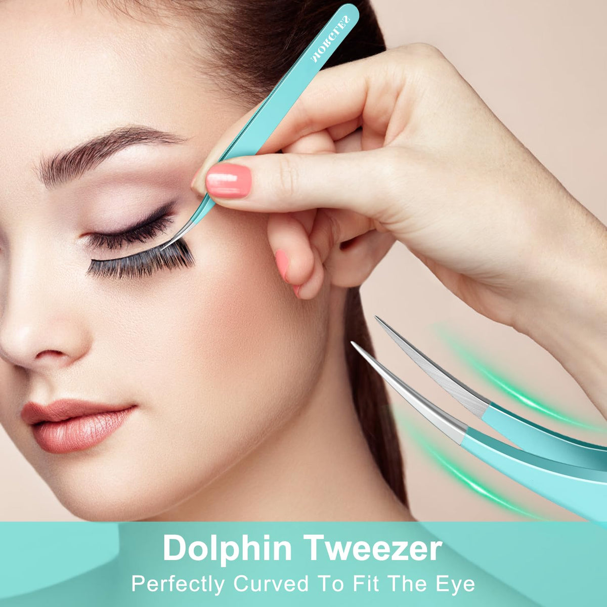 MORGLES slim strong-grip tweezer close-up securing single lashes with non-slip advantage