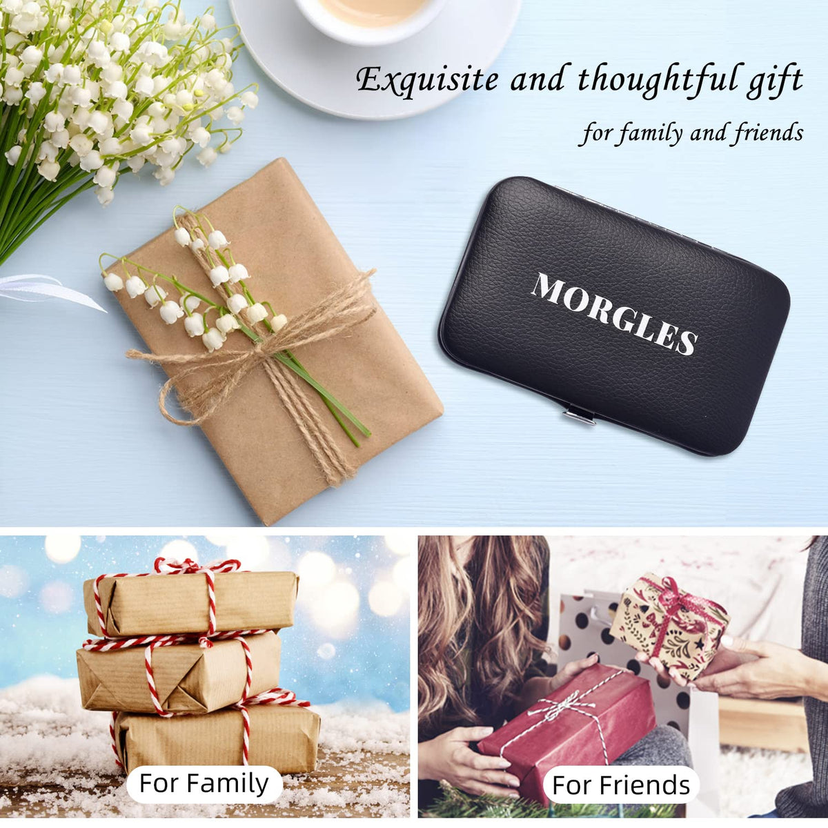 MORGLES travel pouch next to passport showing compact size and portability for trips