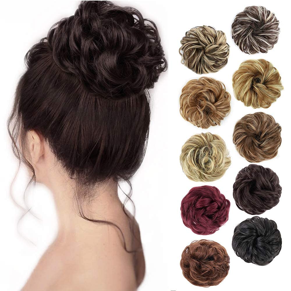MORICA messy bun front view showing full curly volume and instant style boost