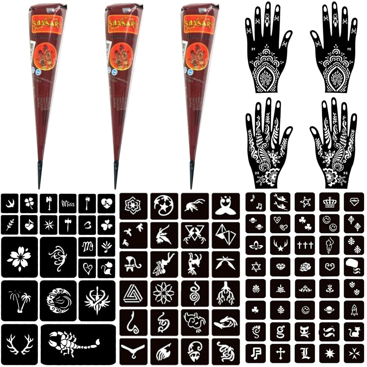 Moricher front packaging showing full temporary tattoo kit and contents
