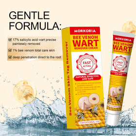 Applying MORKORIA cream to wart on hand demonstrating precise and focused treatment