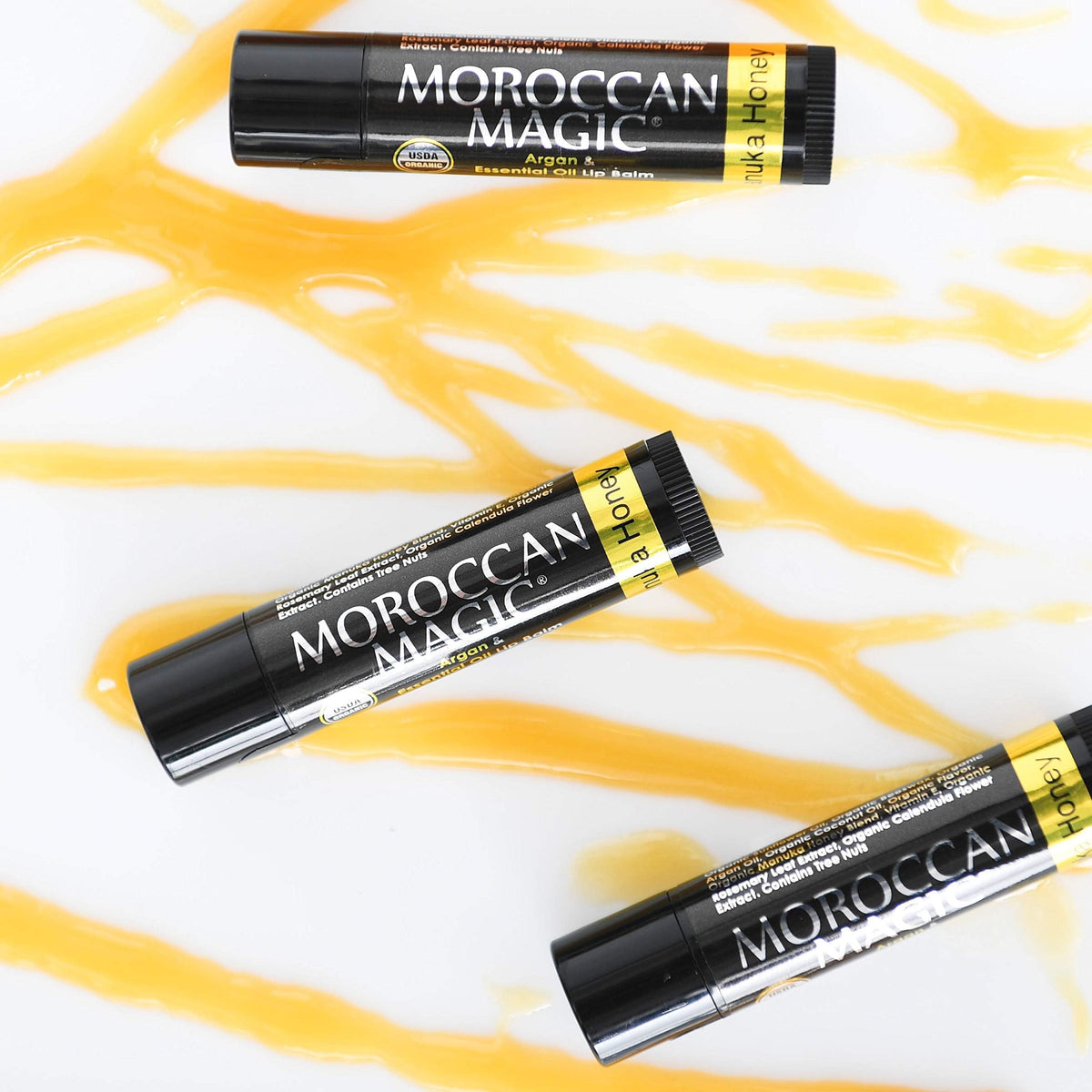 Moroccan Magic balm on bedside table showing nighttime hydration routine