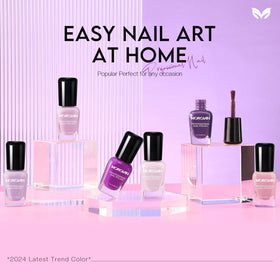 Morovan bottle close-up of light purple polish, highlighting smooth glossy coverage