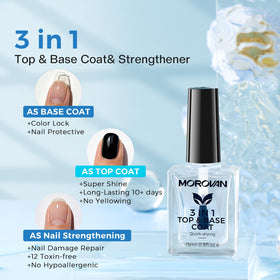 Morovan brush and cap close-up illustrating smooth even strokes for polish control