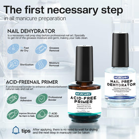 Morovan dehydrator liquid drop on nail demonstrating quick-dry action for better bonding