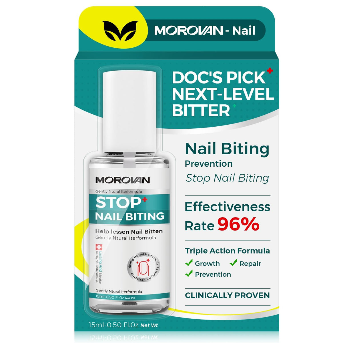 Morovan front packaging showing bottle and 15ml size, brand for safe habit control