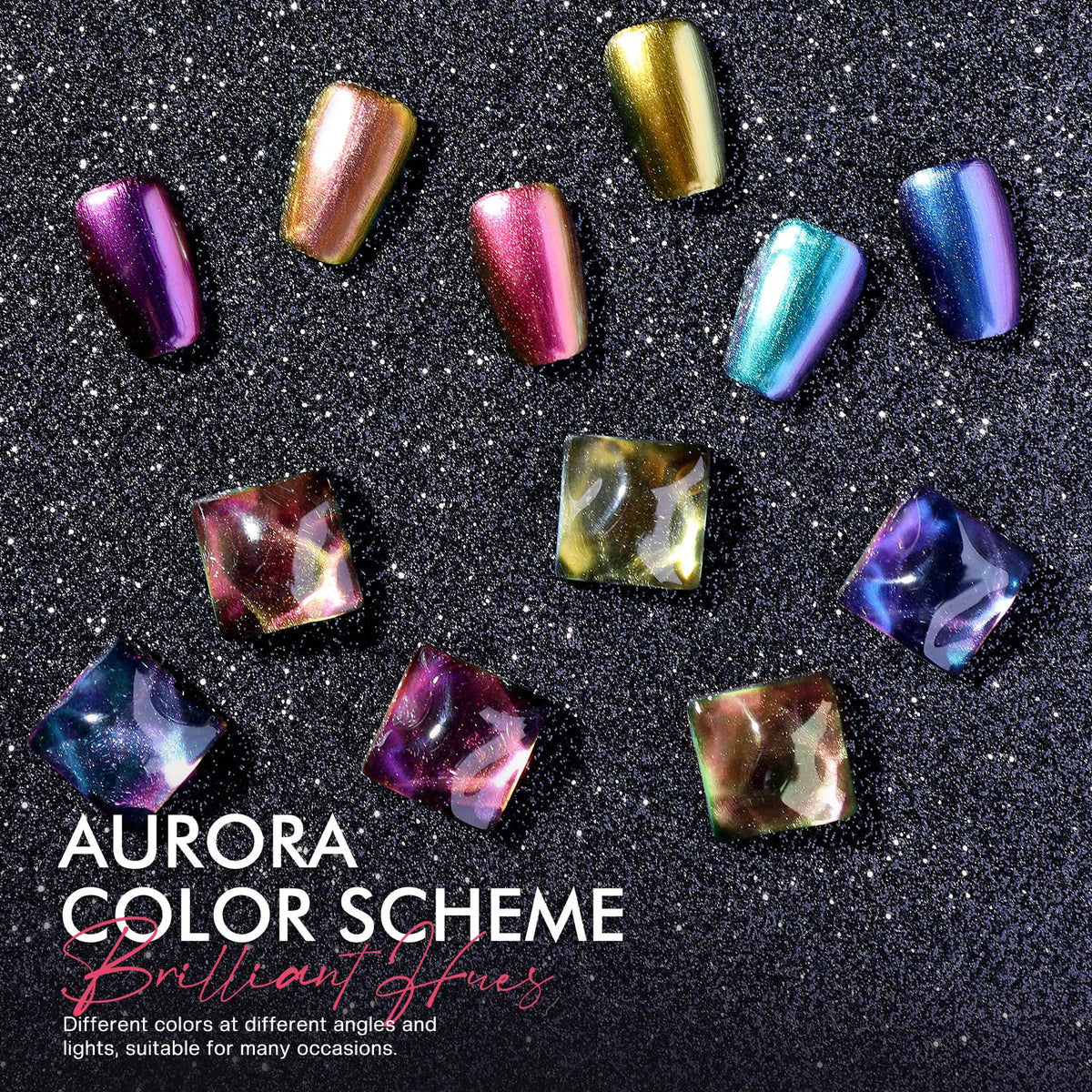 Morovan metallic shimmer swatch on hand highlighting glossy reflective finish