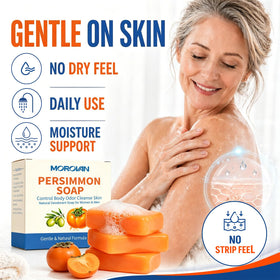 Morovan persimmon soap ingredient label showing persimmon extract and plant oils