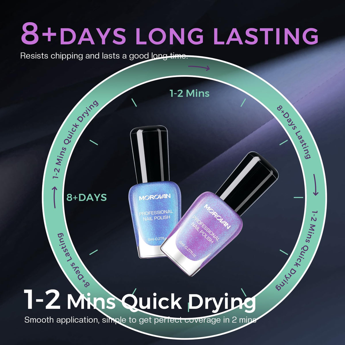 Morovan used on toenails showing neat, quick-dry finish