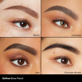 MORPHE definer texture swatch on skin showing buildable pigment payoff