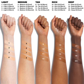 Morphe Light 6 neutral shade swatched beside skin to show accurate color match and coverage