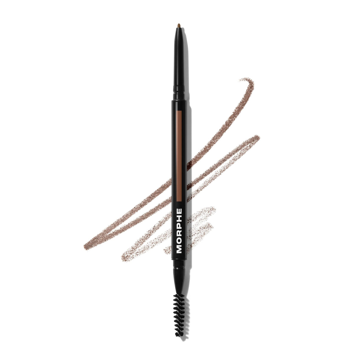 MORPHE front view of dual-ended eyebrow pencil shows compact packaging and dual functionality