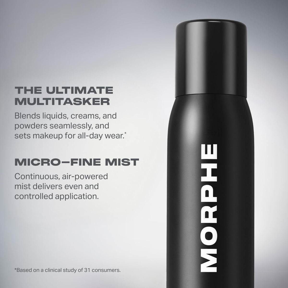 Close-up of MORPHE nozzle highlighting controlled spray mechanism and reduced product waste