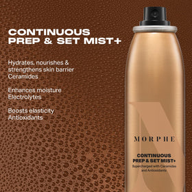 MORPHE mist in use during makeup application for blended longer-lasting makeup benefit