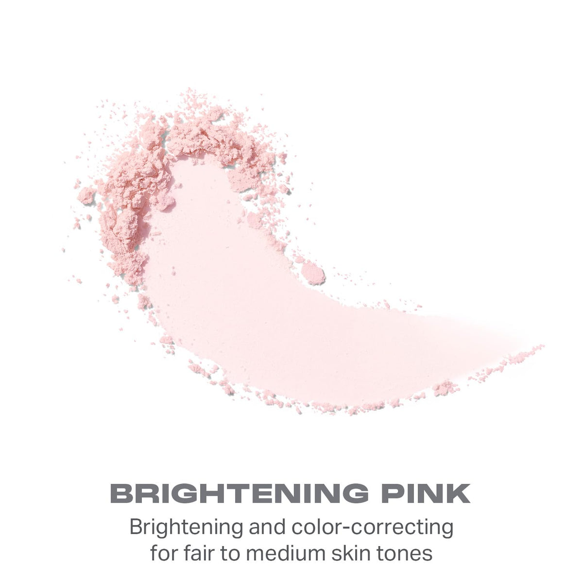 MORPHE powder swatch on skin showing brightening pink tone and soft-blur effect