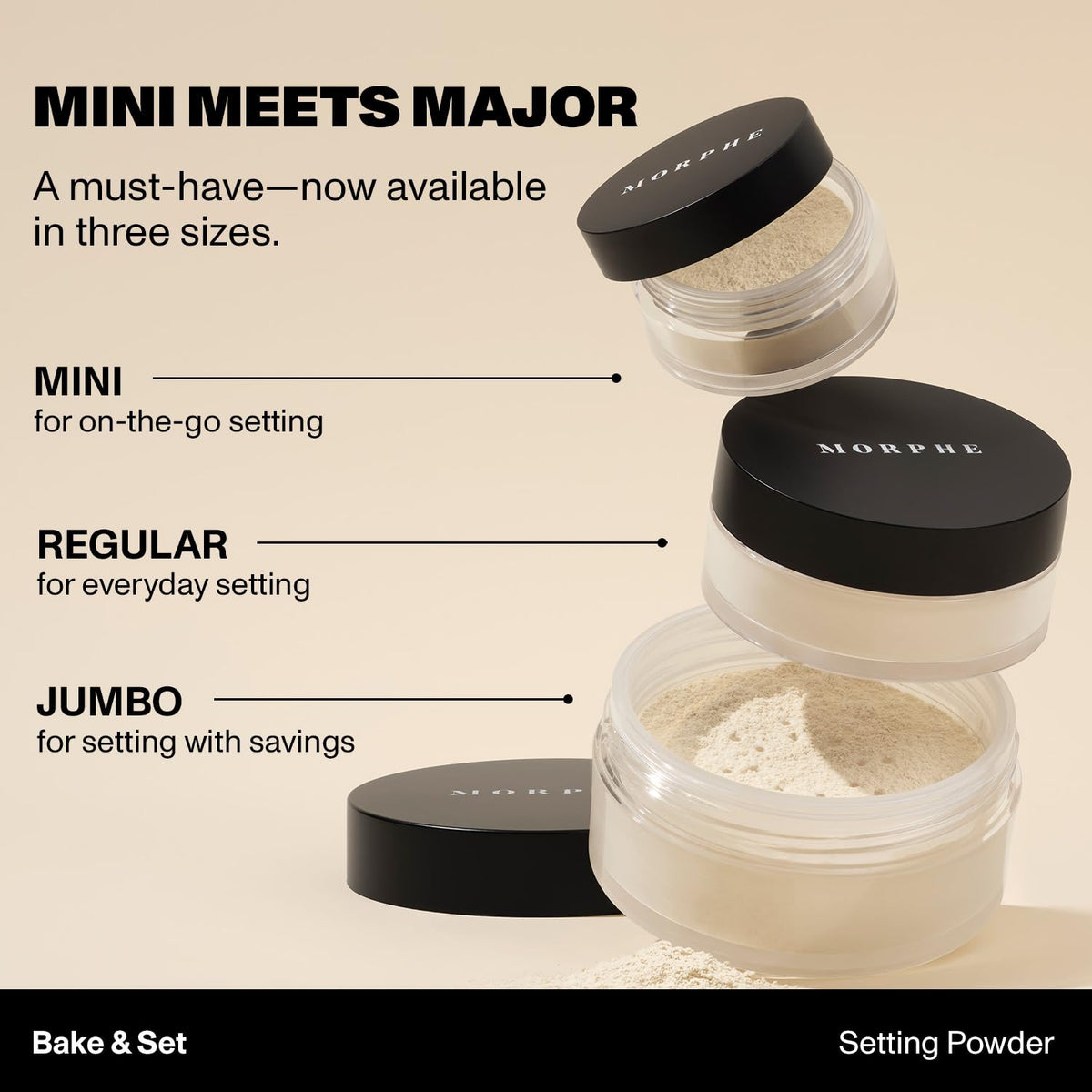 MORPHE powder on vanity with brushes suggesting everyday use and polished finish