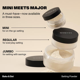 MORPHE powder on vanity with brushes suggesting everyday use and polished finish